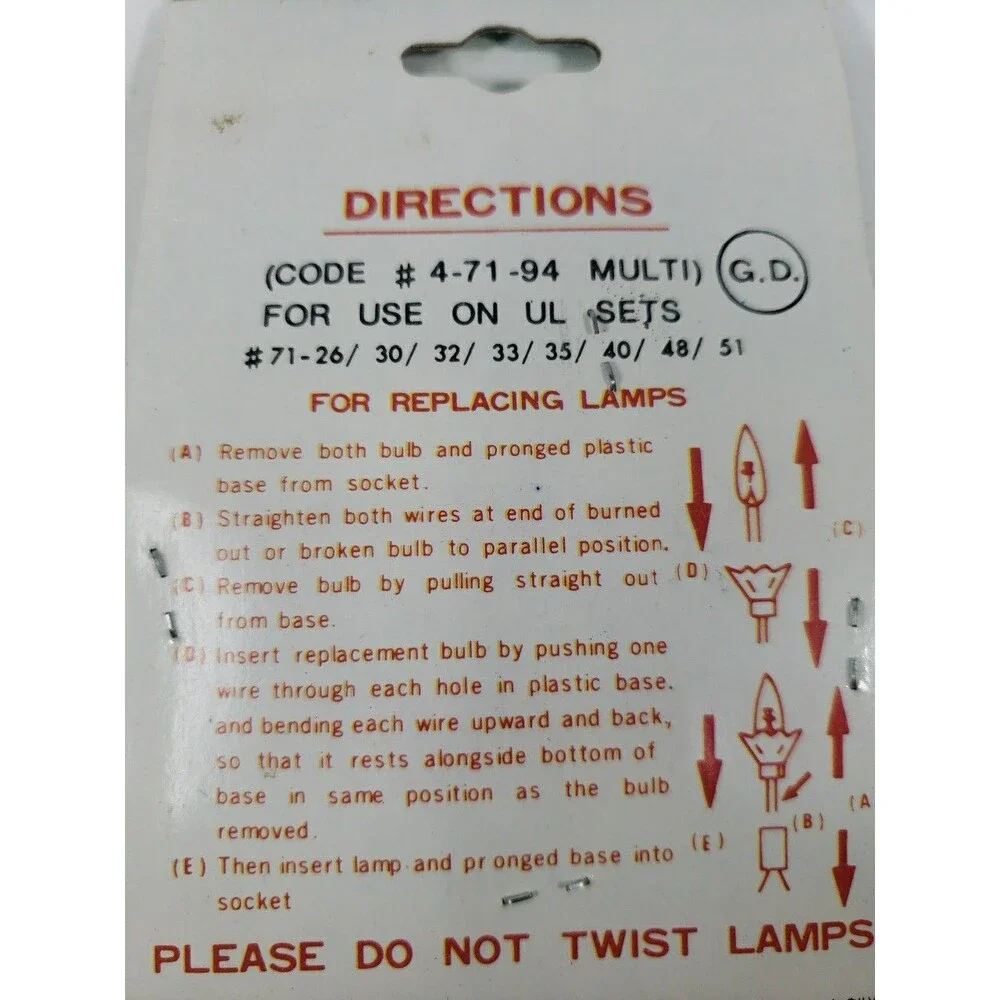 Miniature Replacement 10 Lamps Indoor Outdoor Universal Type Christmas Kmart VTG